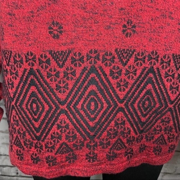J. Jill Cotton Blend Embroidered Winter Print Red Crewneck Sweater Size Small - Picture 3 of 6